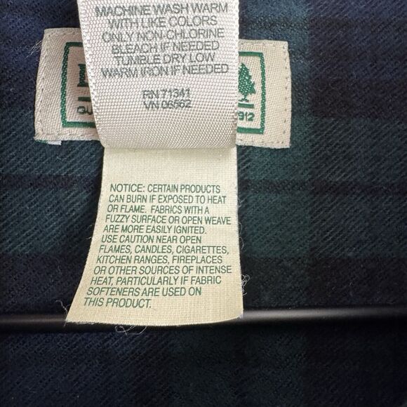 LL Bean Flannel Shirt Mens‎ XLT Green Blue Plaid Button Up Cozy Warm Outdoor - Picture 7 of 13